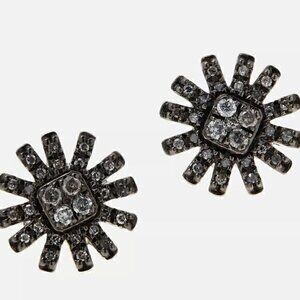 Colleen Lopez HSN  .25ctw Sterling Silver Gray Genuine DIAMOND Sunburst Earr…